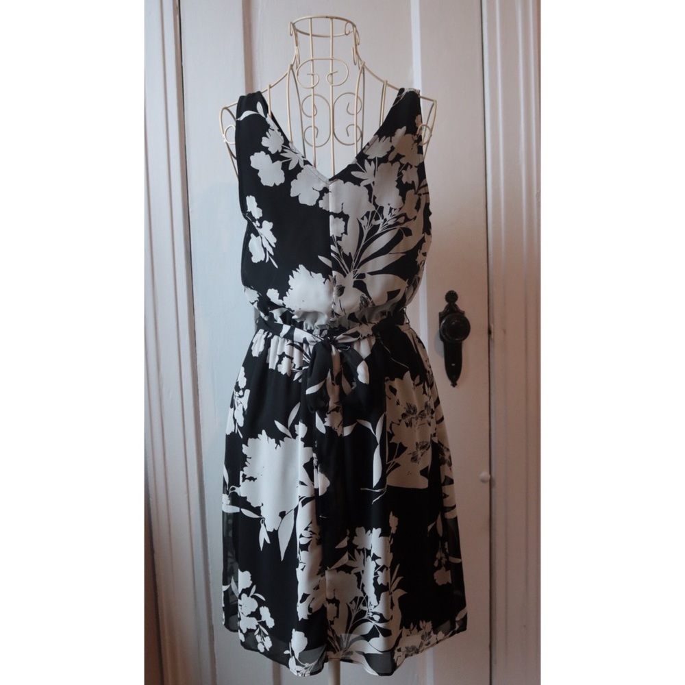 Express | Black & White Floral Dress | Pockets! - Picture 5 of 7